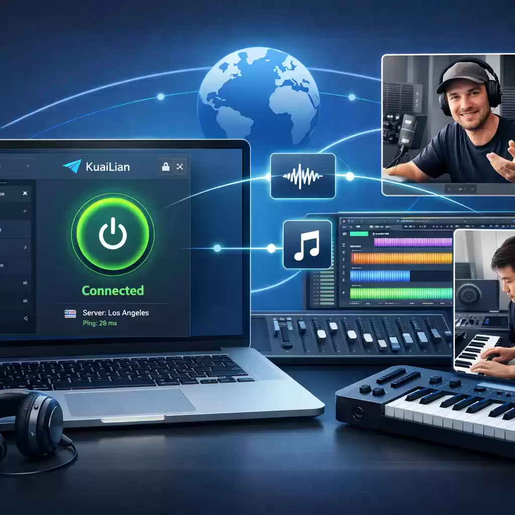 快连加速器让海外音乐制作人实时协作无阻碍