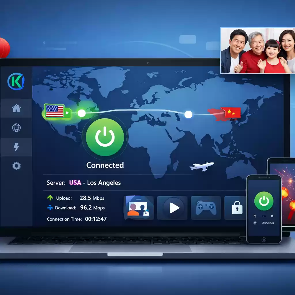 快连网络加速器助力海外华人春节视频团圆